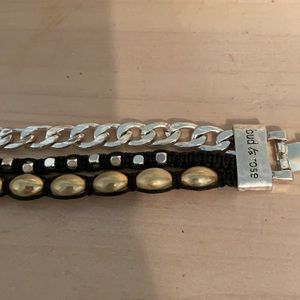 Bud to Rose silver bracelet with black and gold